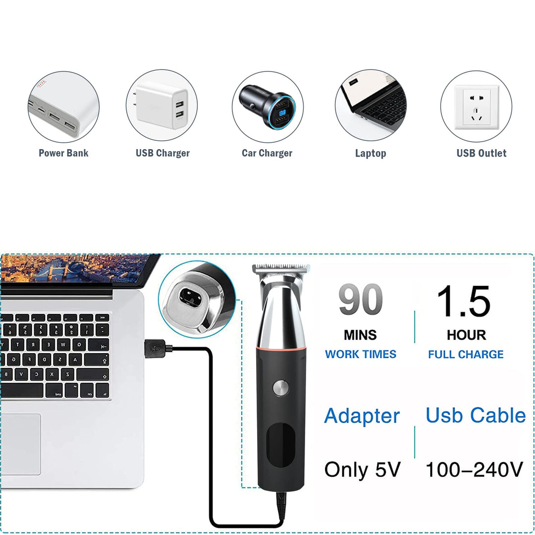 All-in-One Beard Trimmer for Men,Cordless Mustache Nose Precision Trimmer,Body Groomer Hair Cutting 5 in 1 Kit Trimmer,USB Rechargeable & Waterproof Magnetic Replacement Heads