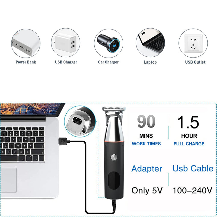 All-in-One Beard Trimmer for Men,Cordless Mustache Nose Precision Trimmer,Body Groomer Hair Cutting 5 in 1 Kit Trimmer,USB Rechargeable & Waterproof Magnetic Replacement Heads