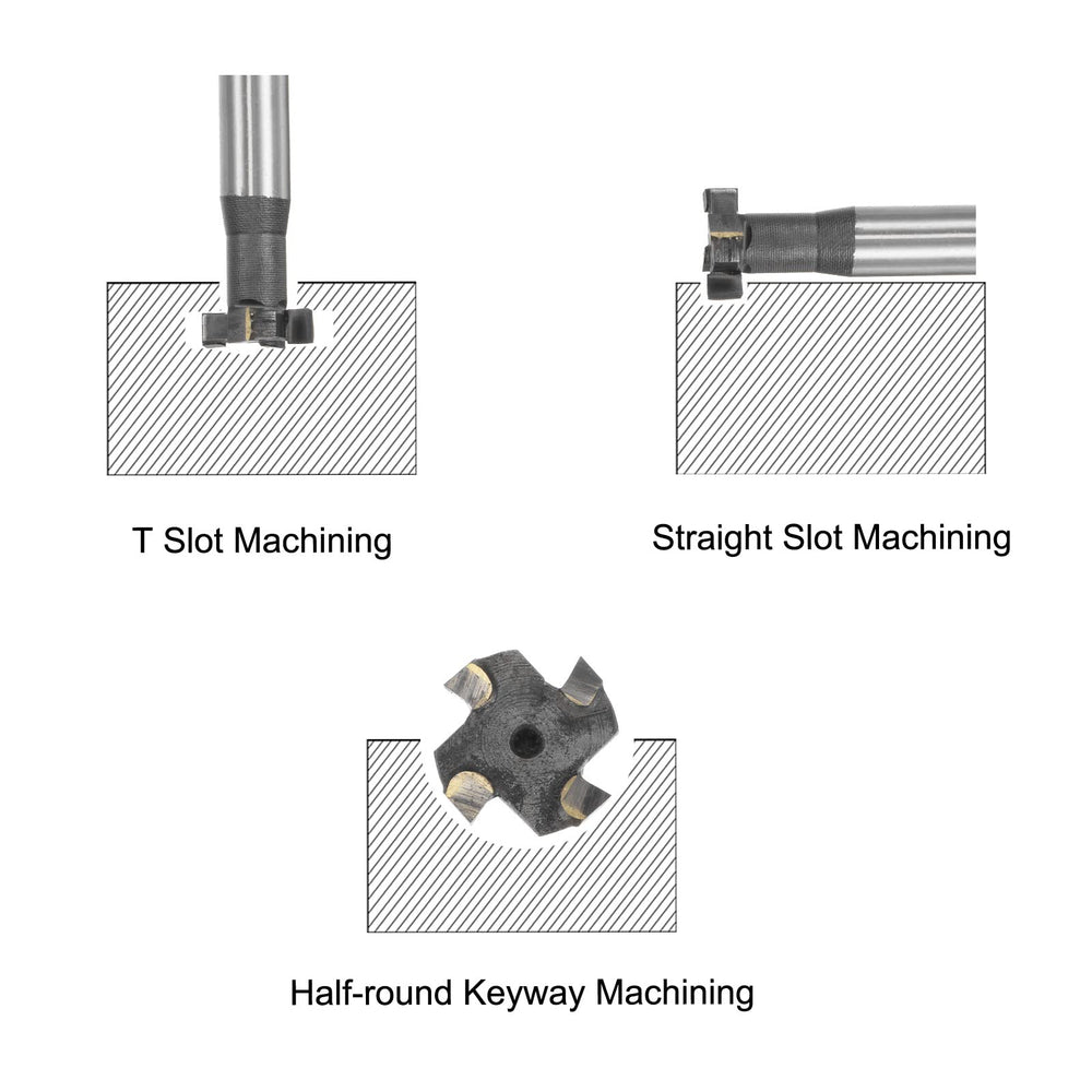 T-Slot Milling Cutters, 5mm Depth 16mm Cutting Dia 10mm Shank Tungsten Carbide Tip 4 Flutes T Slot End Mill for Stainless Steel Copper Aluminum