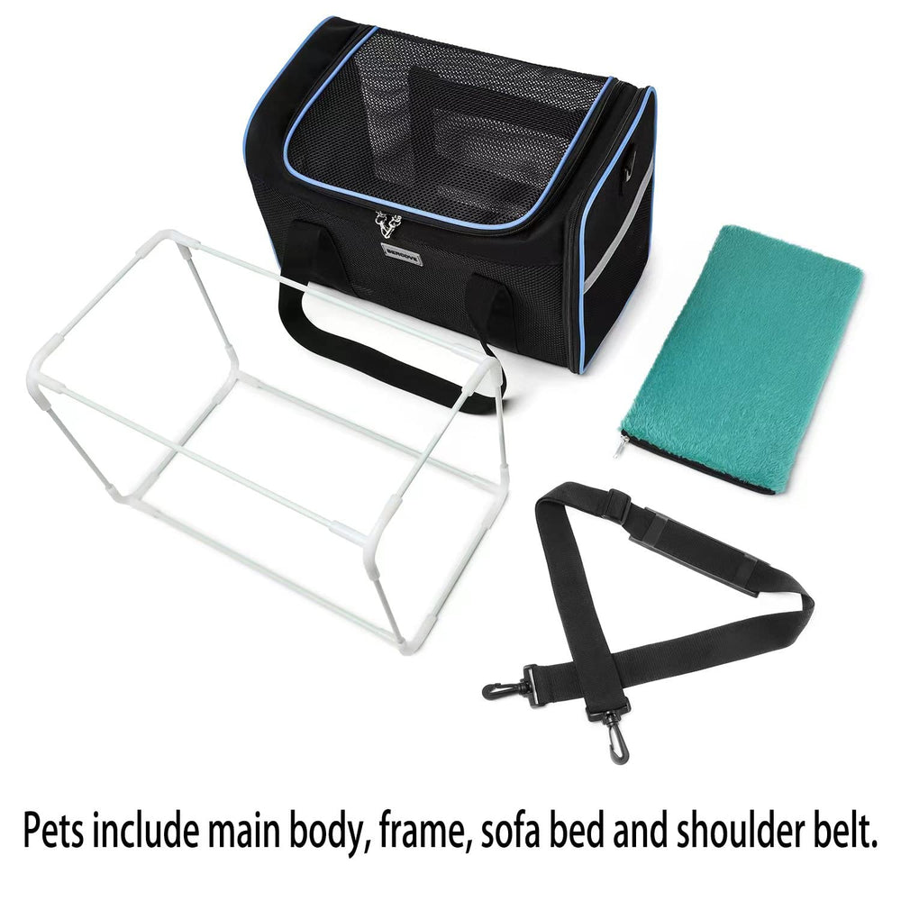 Frame Soft Surface pet Carrier, cat, Dog and Rabbit Airline-Approved pet Transport Carrier, Non-Collapse Deformation and Safety Special Zipper Hook Design.