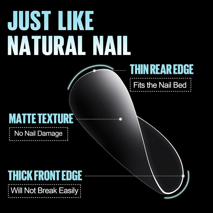 Short Nail Tips, 15 Sizes Full Matte Soft Gel Nail Tips, 360PCS Pre-shaped Coffin Nail Tips, No Filed, Full Cover False Gel Nail Tips for Nail Extensions
