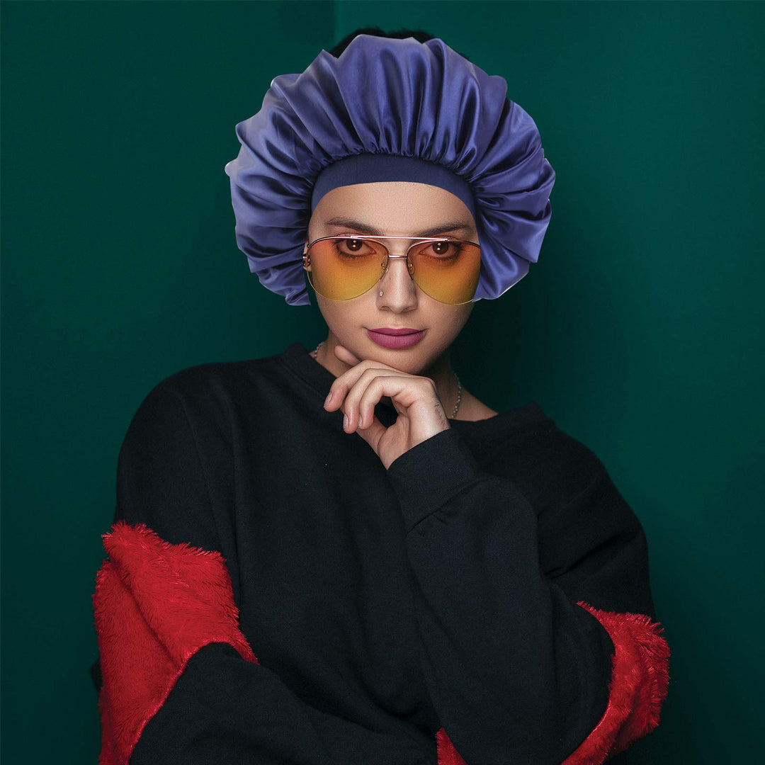 Satin Silk Bonnet Sleep Cap Extra Large Jumbo Day and Night Cap Hat Hair Covers for Black Women Curly Natural Hair Braid