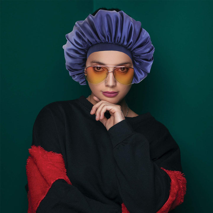 Satin Silk Bonnet Sleep Cap Extra Large Jumbo Day and Night Cap Hat Hair Covers for Black Women Curly Natural Hair Braid