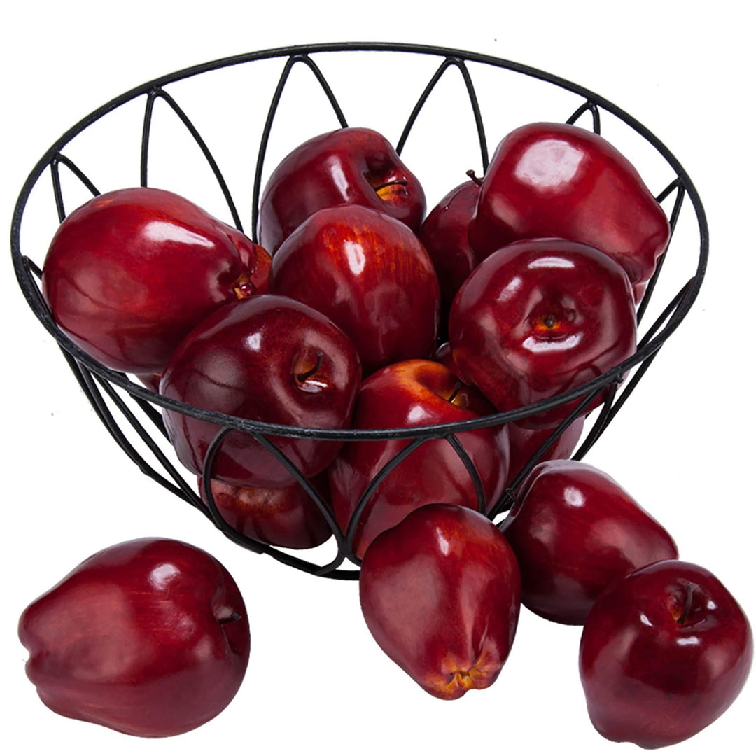 16PCS Artificial Red Apples, Red Delicious Apple,Plastic Fruit,Fake Fruit Lifelike Simulation Apples for Home Kitchen Table Basket Decoration, 3.43 x 2.95