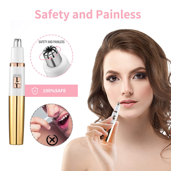 Nose Trimmer for Women Ladies Painless Ear and Nose Hair Trimmer for Men Eyebrow Facial Ear Hair Trimmer Nose Hair Clipper Professional, Waterproof, Gold