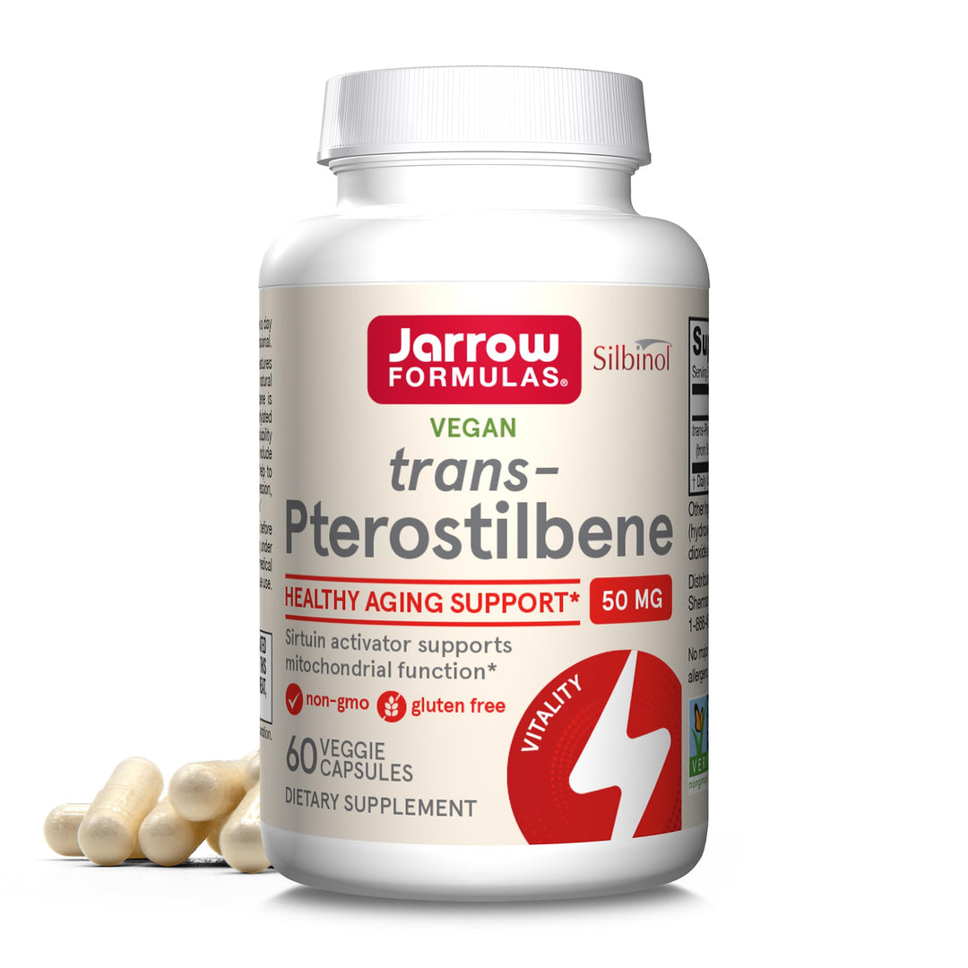 Pterostilbene 50mg for Antioxidant Support, Dietary Supplement Supports Healthy Aging, 60 Veggie Capsules, 60 Day Supply