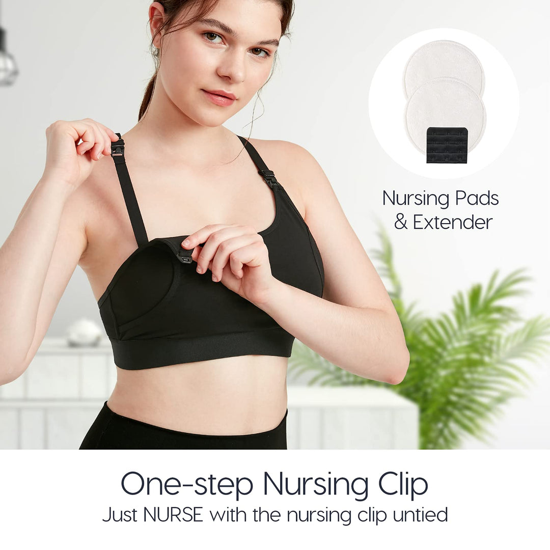 Hands Free Pumping Bra, Breast Pump Bra, Adjustable Breastfeeding Nursing Bra for Holding Breast Pumps Like Spectra, Lansinoh, Philips Avent, Ameda, Bellababy,etc. (X-Large, Black)