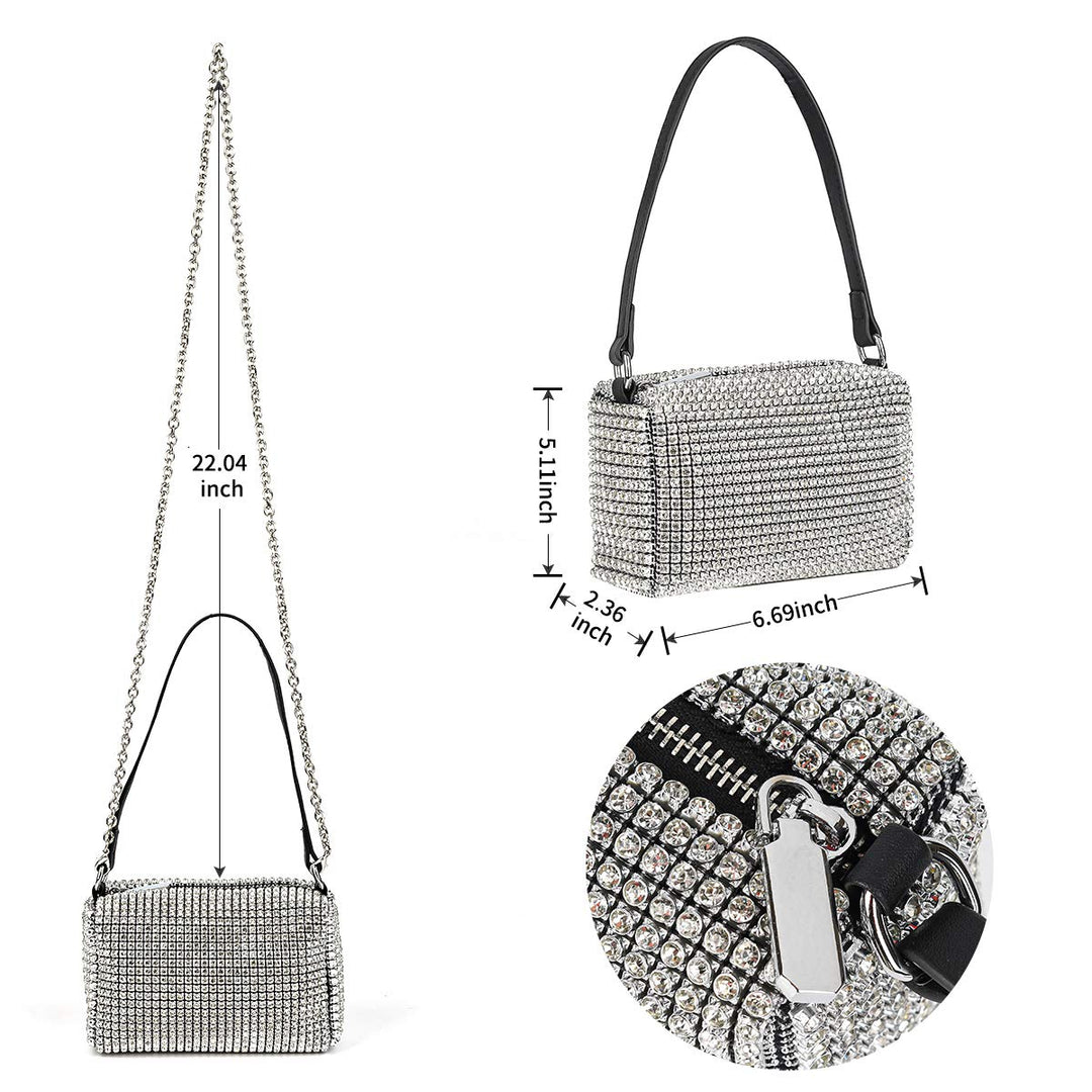 Bling Bling Crystals Evening Clutch Bag for Women Girls Sparkling Crossbody Bag Wedding Prom Party Club Purses Handbags White Diamonds