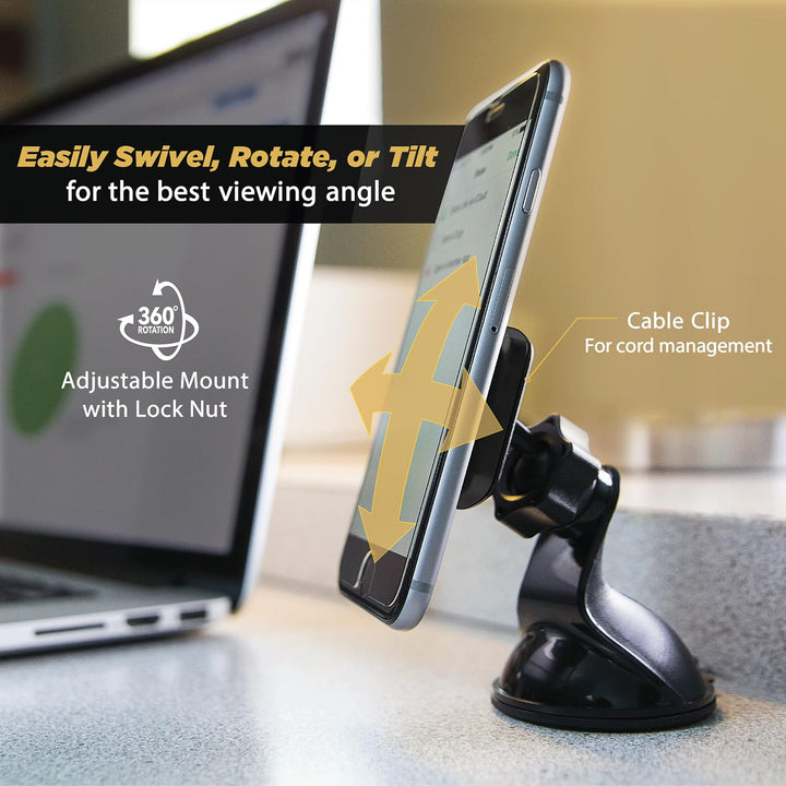 MAGWSM2 MagicMount Magnetic Suction Cup Mount for Car Windshield or Dashboard, 360° Adjustable Magnet Head, Universal Cell Phone Holder for Car, Compatible with iPhone, Samsung & All Devices