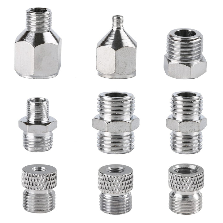 9pcs Airbrush Adapter Set Air Brush Fitting Connector Kit Airbrush Accessories for Mini Air Compressor and Air Hose Supplies