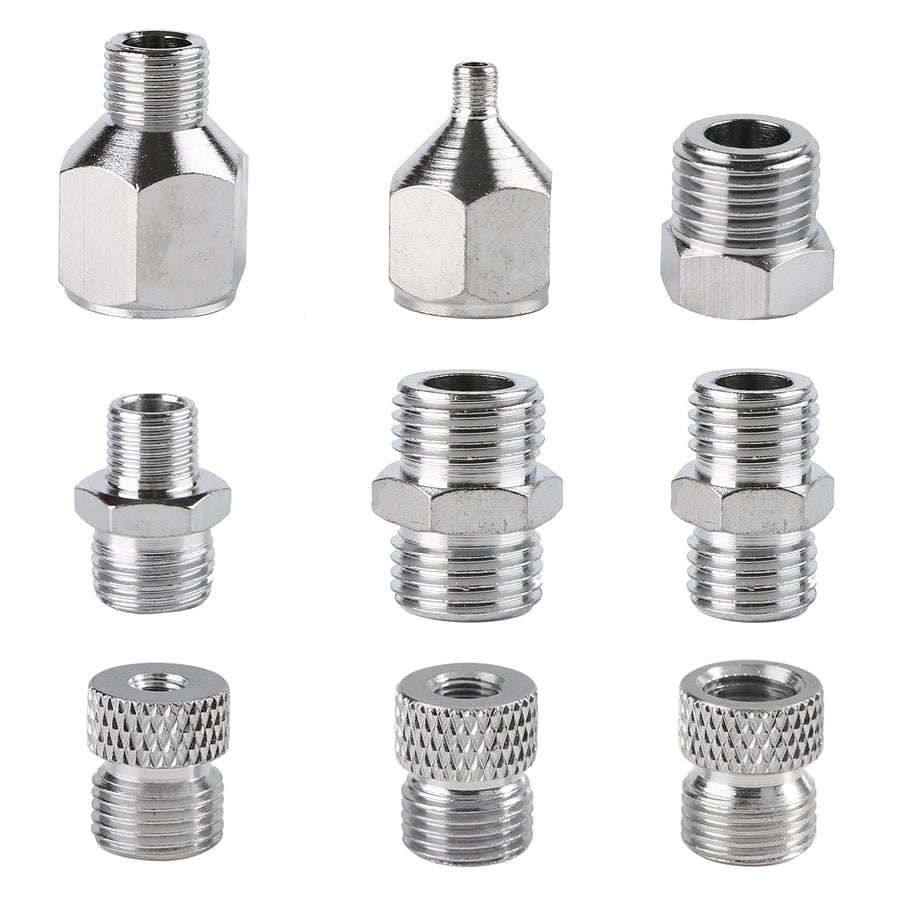9pcs Airbrush Adapter Set Air Brush Fitting Connector Kit Airbrush Accessories for Mini Air Compressor and Air Hose Supplies