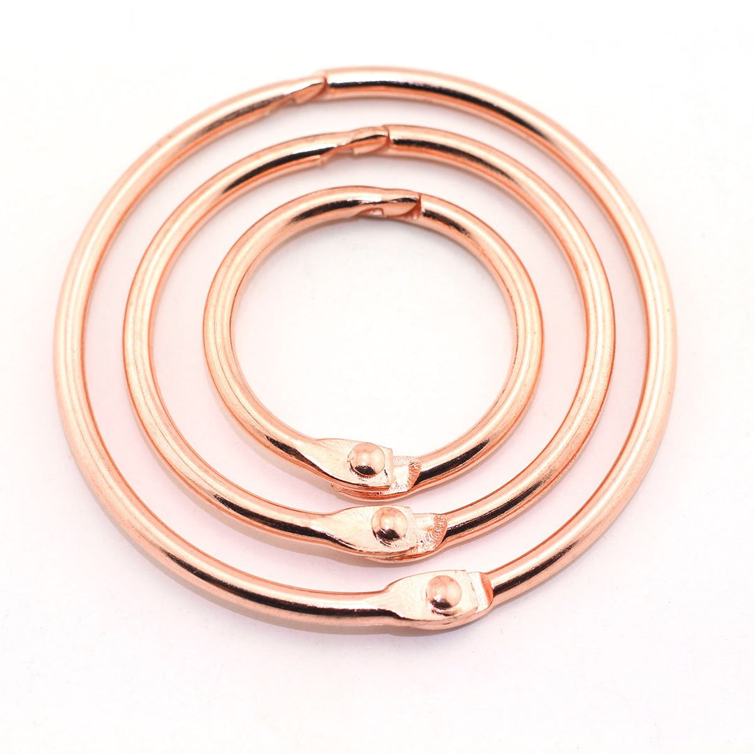 50pcs 1 1.5 2 Rose Gold Book Ring Assorted Kit Metal Loose Leaf Book Binder Hinged Buckle Rings Scrapbook Sketchbook Craft Photo Album DIY Binding Ring 25/38/51mm
