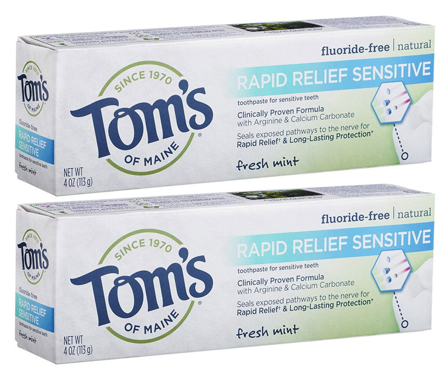 , Natural Rapid Relief Sensitive Toothpaste, Natural Toothpaste, Sensitive Toothpaste, Fresh Mint, 4 Ounce, (Pack of 2)