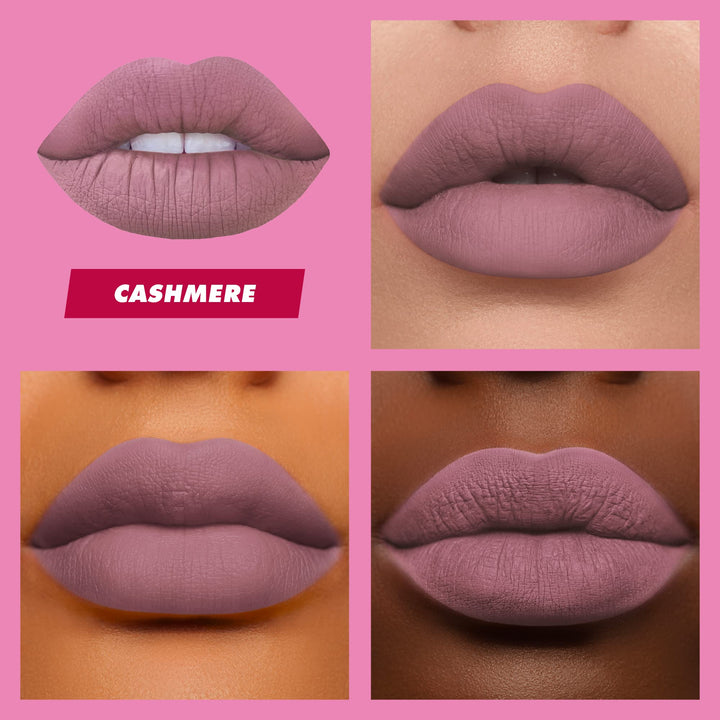 Velvetines Liquid Matte Lipstick, Cashmere - Grey Beige - French Vanilla Scent - Long-Lasting Velvety Matte Lipstick - Won't Bleed or Transfer - Vegan