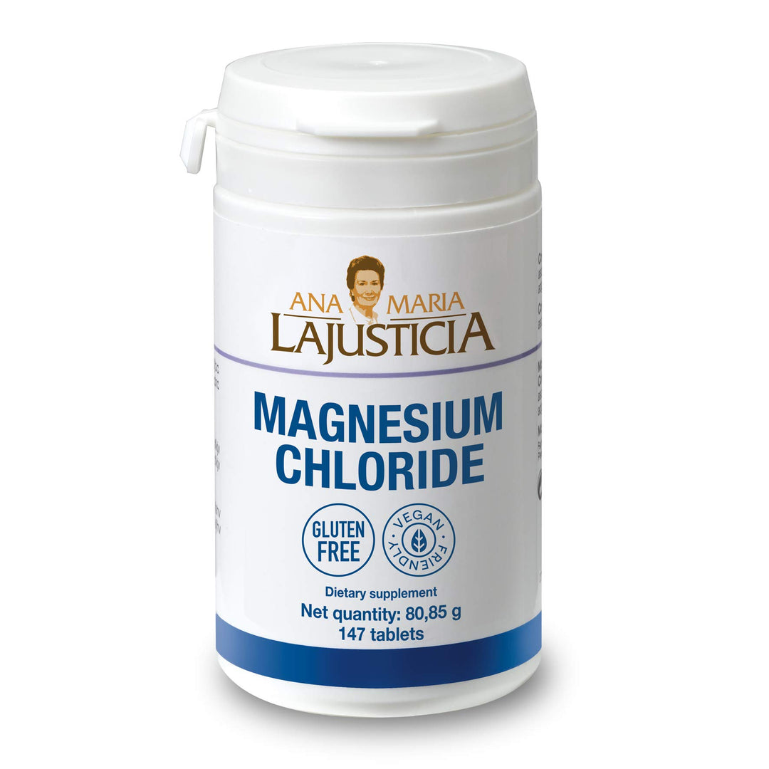 Ana Maria Lajusticia - Magnesium Chloride 147 tabs. - Reduce Tiredness and Fatigue - Improve Nervous System - Gluten Free and Vegan Firendly