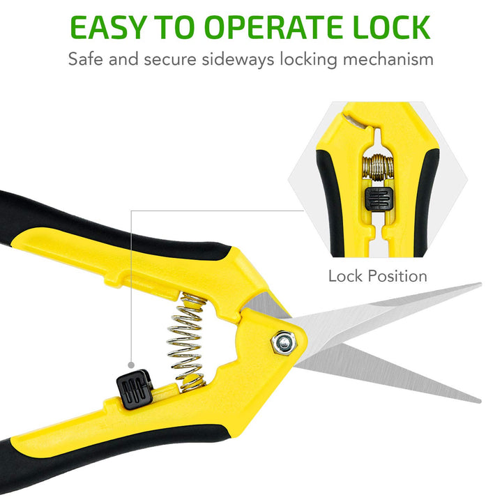 6.5 inch Pruning Shears for Gardening Trimming Scissors, Hand Pruner, Stainless Steel, Yellow