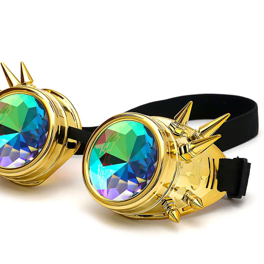Kaleidoscope Rave Goggles Steampunk Goggles Glasses Halloween Costume Accessories for Men Women Cosplay Party
