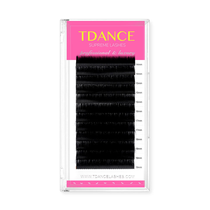 Premium D Curl 0.18mm Thickness Semi Permanent Individual Eyelash Extensions Silk Classic Lashes Professional Salon Use Mixed 14-19mm Length In One Tray (D-0.18,14-19mm)