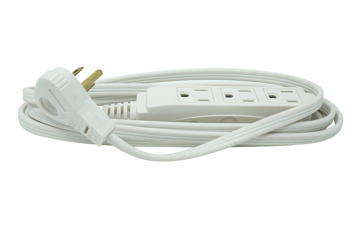 Slimline 2241 Flat Plug Extension Cord, 3-Wire, White, 8-Foot