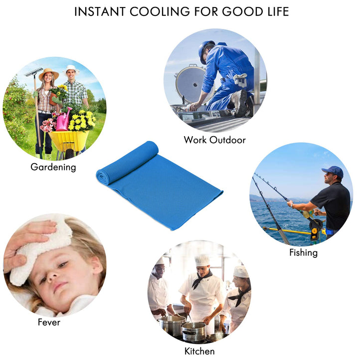 Cooling Towel Instant Cooling Relief for Sports Workout Gym Golf Yoga and Backpacking as Cool Neck Wrap Scarfs or Bandanas, 1 Pack - Navy Blue 12 x 40 Inch