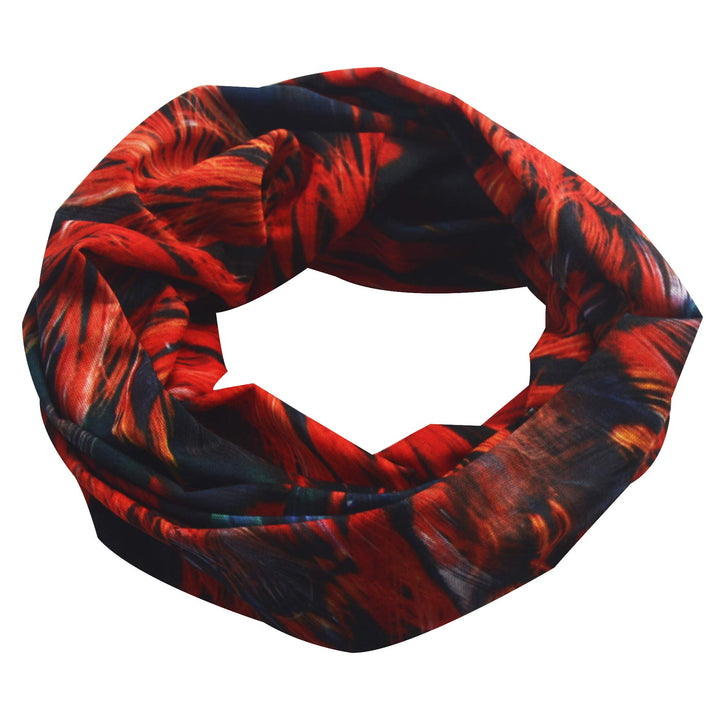 Seamless Bandana for Rave Face Mask Dust Wind UV Sun Protection Neck Gaiter Tube Mask for Women Men Festival Party Motorcycle Riding Fishing Hunting (Feather Red Green)