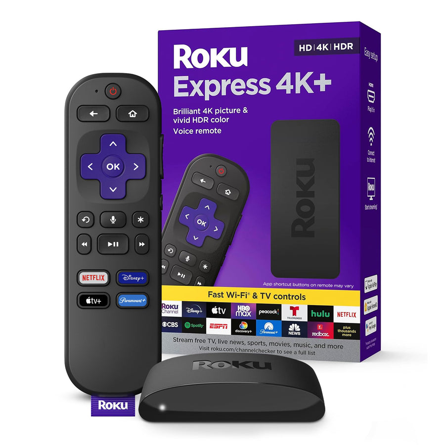 Express 4K+ | Streaming Device 4K/HDR with Voice Remote, Free & Live TV