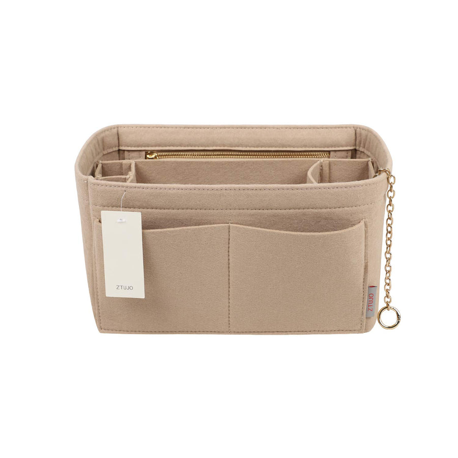 Purse Organizer Insert, Felt Purse Organizer with Zipper and Sewn Bottom Insert, Fit Speedy Neverfull Graceful,6 Sizes (Medium,Beige)