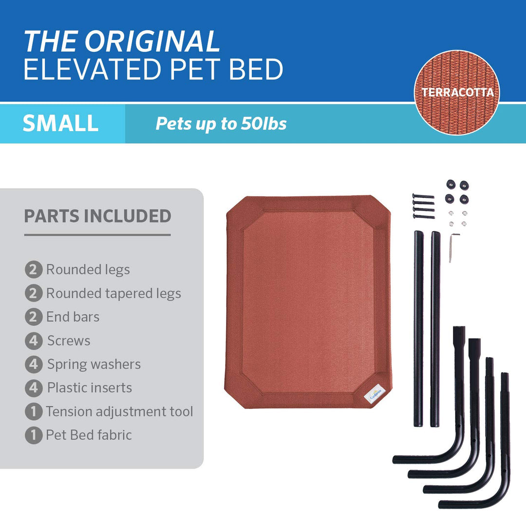 COOLAROO The Original Cooling Elevated Dog Bed, Indoor and Outdoor, Small, Terracotta