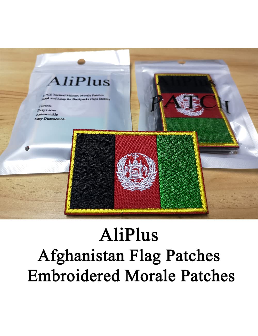 2 PCS Afghanistan Flag Patches Embroidered Tactical Military Morale Patch Applique Fastener Hook and Loop