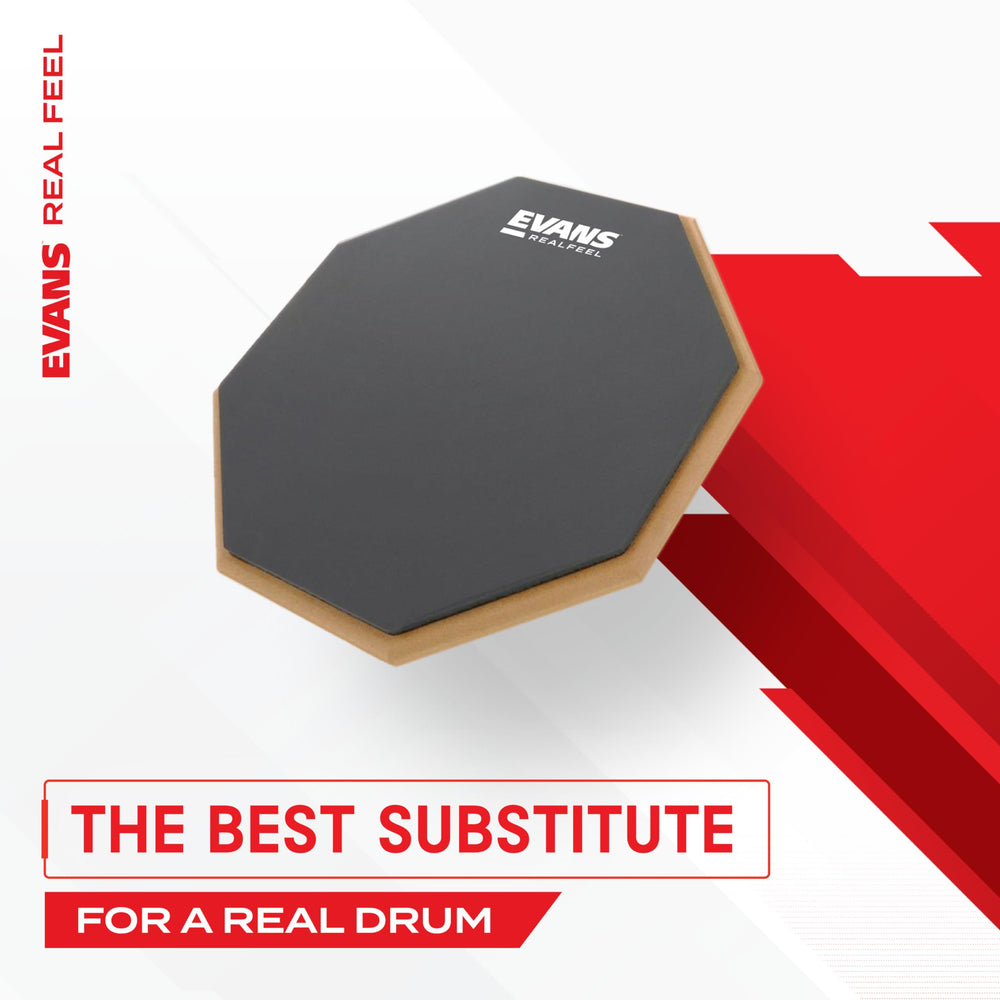RealFeel - Drum Practice Pad - Drum Pad - Drummer Practice Pad - Gum Rubber & Neoprene, 2 Sided, 6 Inch,Grey