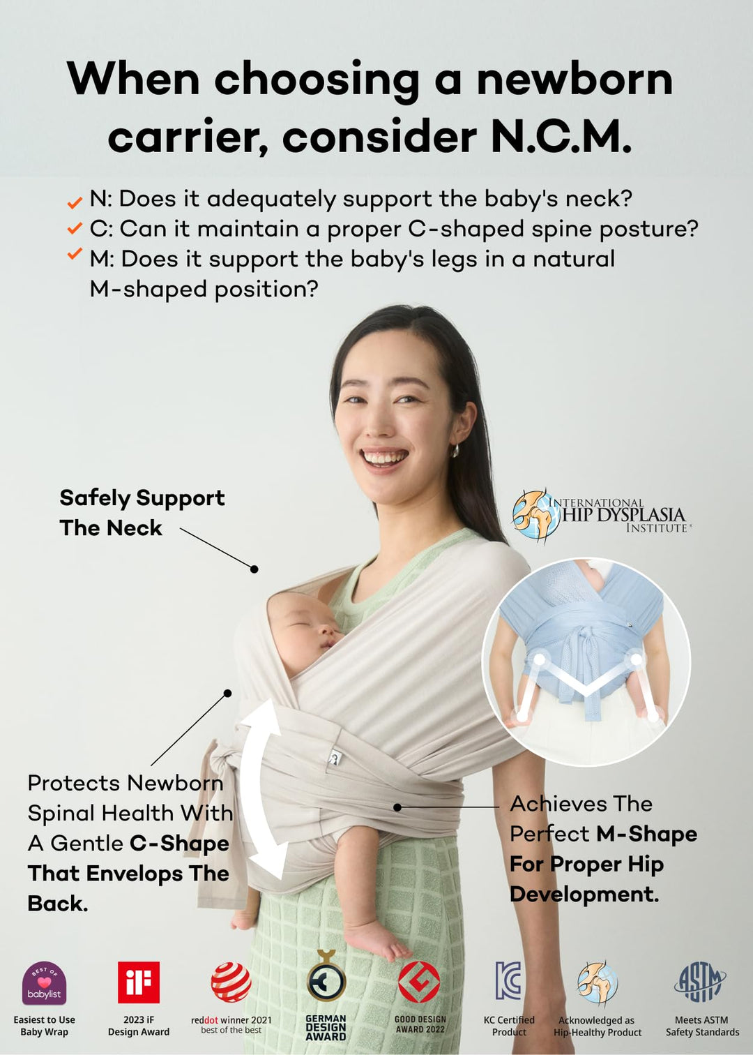 Baby Carrier Flex AirMesh Premium Material - Adjustable, Easy to Wear and Wrap Baby Sling, Perfect for Newborn Babies Essentials up to 44 lbs, (M-4XL) - Mocha