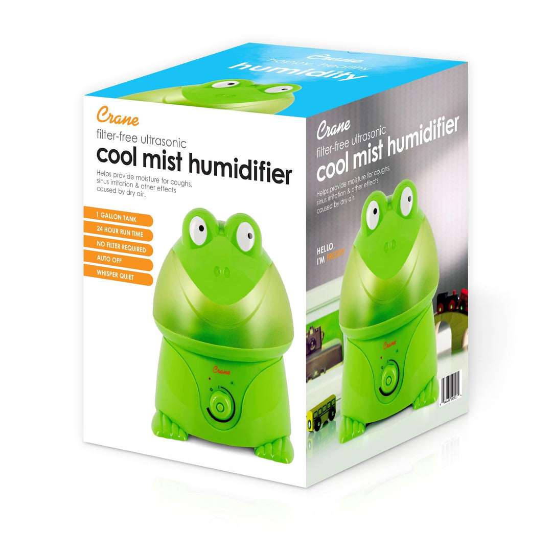 Crane USA Humidifiers - Frog Adorable Ultrasonic Cool Mist Humidifier - 1 Gallon Adjustable Mist Output, Automatic Shut-off, Whisper-Quiet Operation for Home Bedroom Office Kids & Baby Nursery
