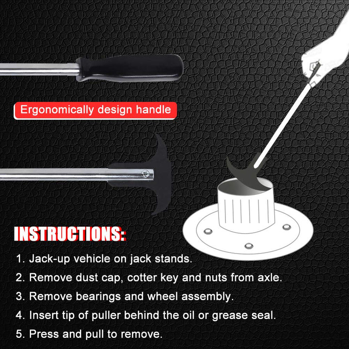 Professional Seal Puller Tool with Dual Hook Tips Remove Oil and Grease Seals for Cars, SUVs and Light Trucks