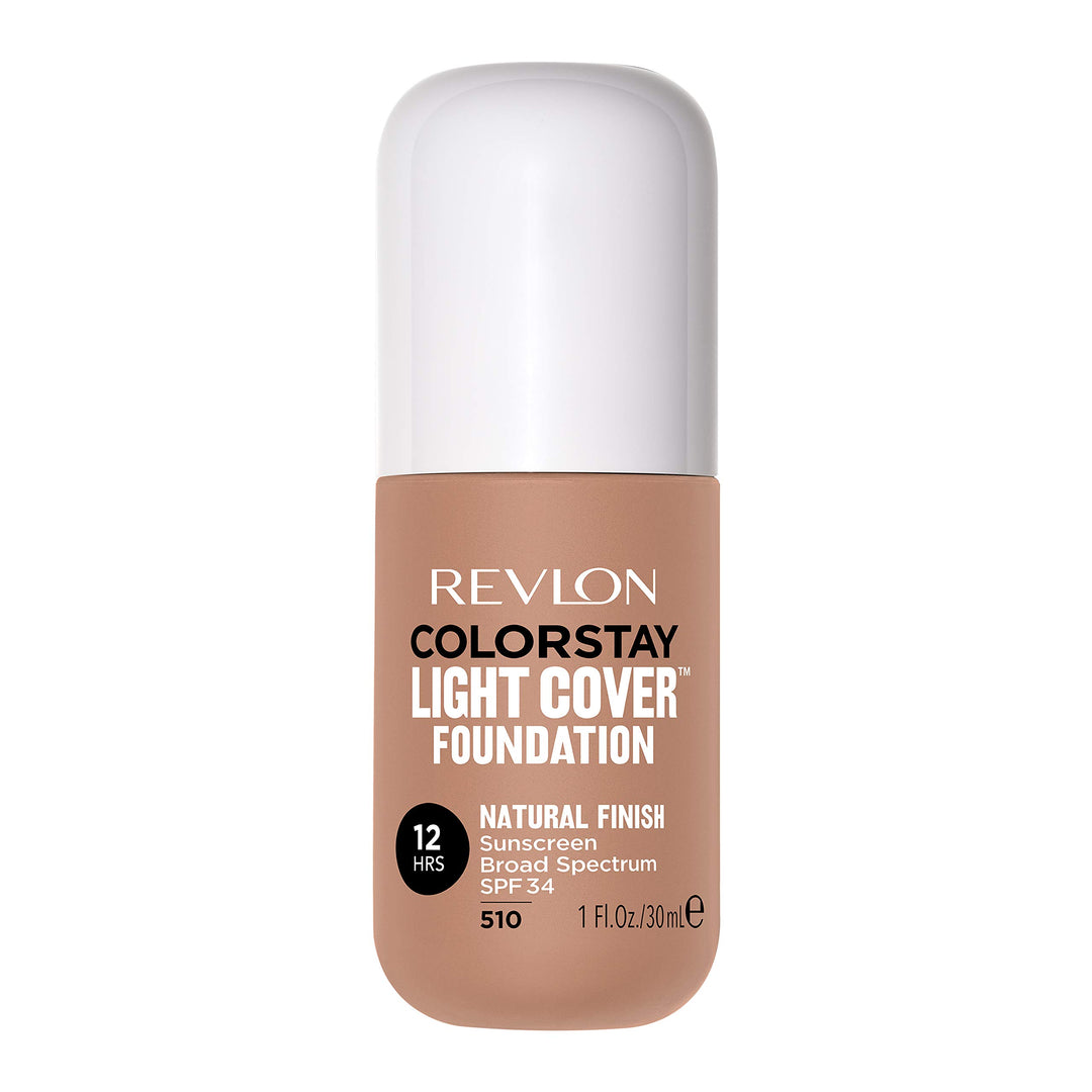 Revlon ColorStay Light Cover Liquid Foundation, Hydrating Longwear Weightless Makeup with SPF 35, Light-Medium Coverage for Blemish, Dark Spots & Uneven Skin Texture, 510 Cappuccino, 1 fl. oz.