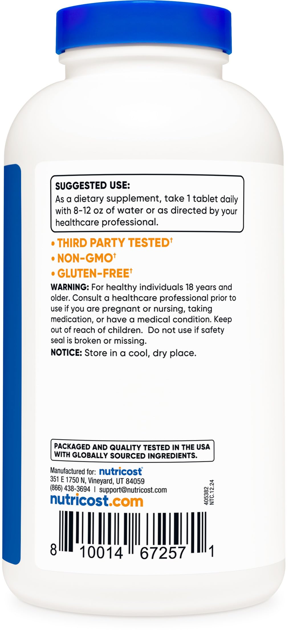 L-Lysine 1000mg, 240 Tablets - Gluten Free, Non-GMO, and Vegetarian Friendly