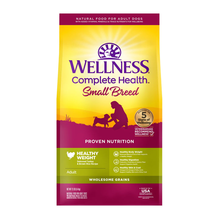 Complete Health Dry Dog Food, Small Breed, Wholesome Grains, Natural, Healthy Weight Turkey & Brown Rice Recipe, (4-Pound Bag)
