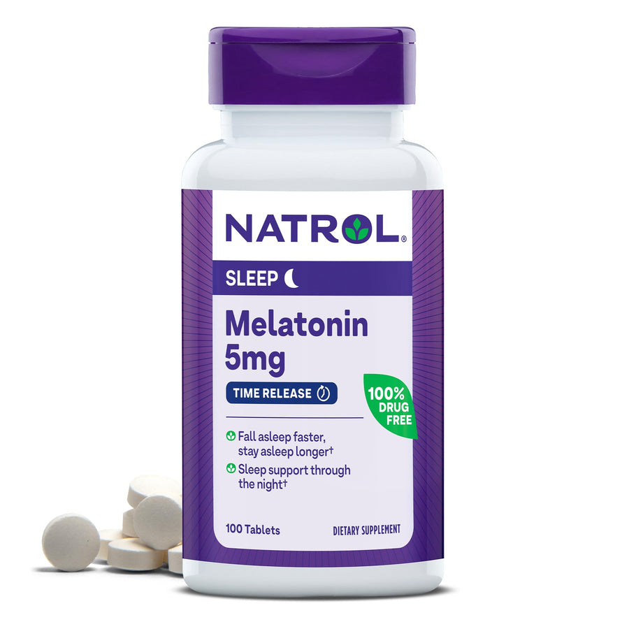 Melatonin 5 mg Time Release, Dietary Supplement to Minimize Wake Ups, Nighttime Sleep Aid, 100 Tablets, Up to a 100 Day Supply