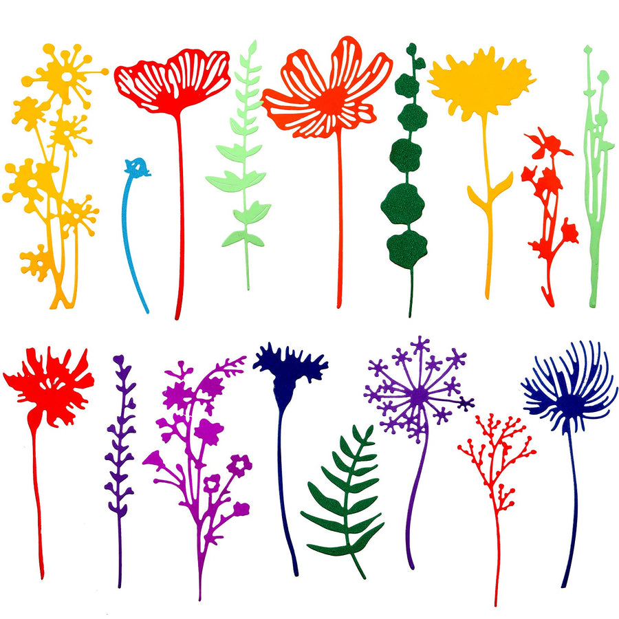 17 Pieces Wildflower Metal Cutting Dies 3D Flower Dies Flower Shape Embossing Scrapbooking Dies Cuts Stencil Flower Leaves Embossing Stencil for DIY Scrapbooking Card Making (Classic Style)