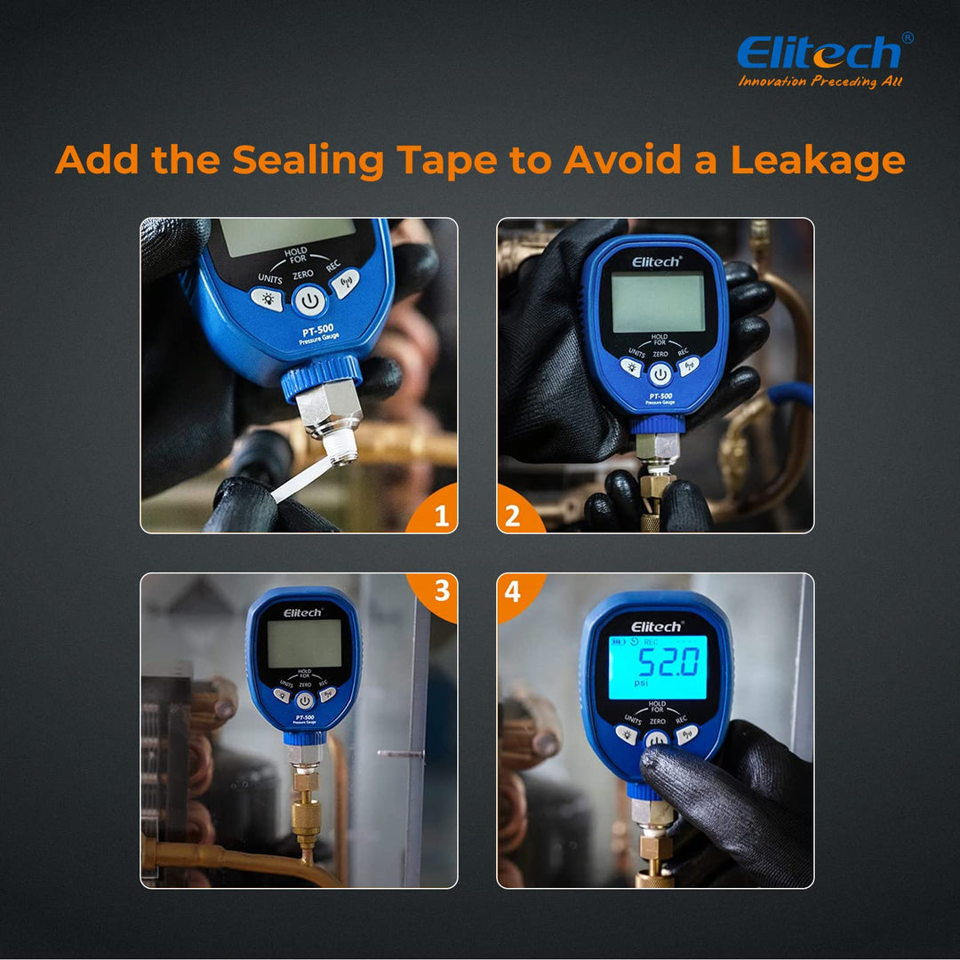 Digital AC Gauge Set HVAC Gauges APP Monitoring with Temperature Clamps 1/8'' NPT, PT-500&PT-800