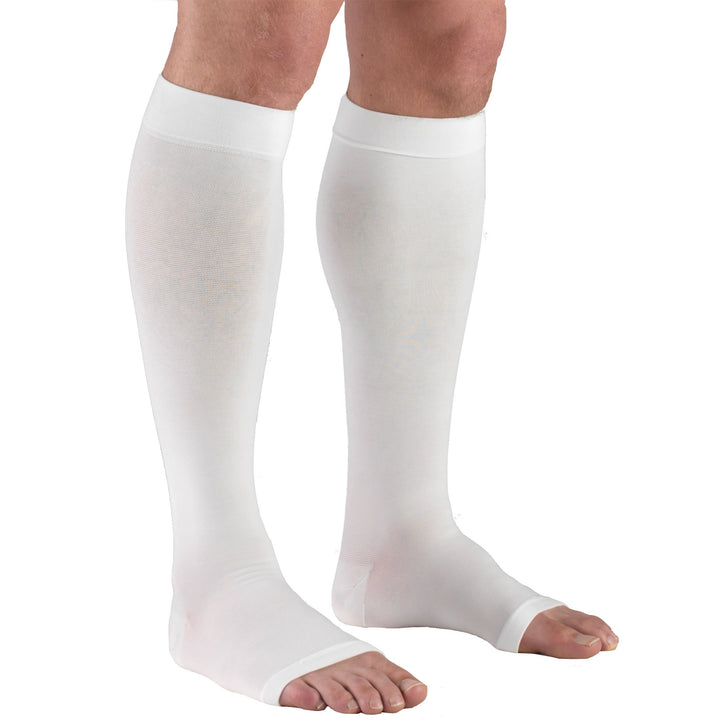 Truform Open Toe, Knee High 20-30 mmHg Compression Stockings, White, 3X-Large