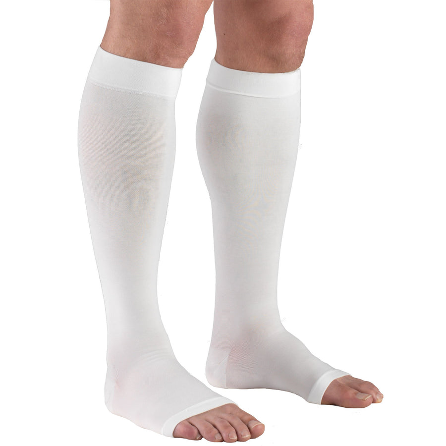 Truform Open Toe, Knee High 20-30 mmHg Compression Stockings, White, 3X-Large