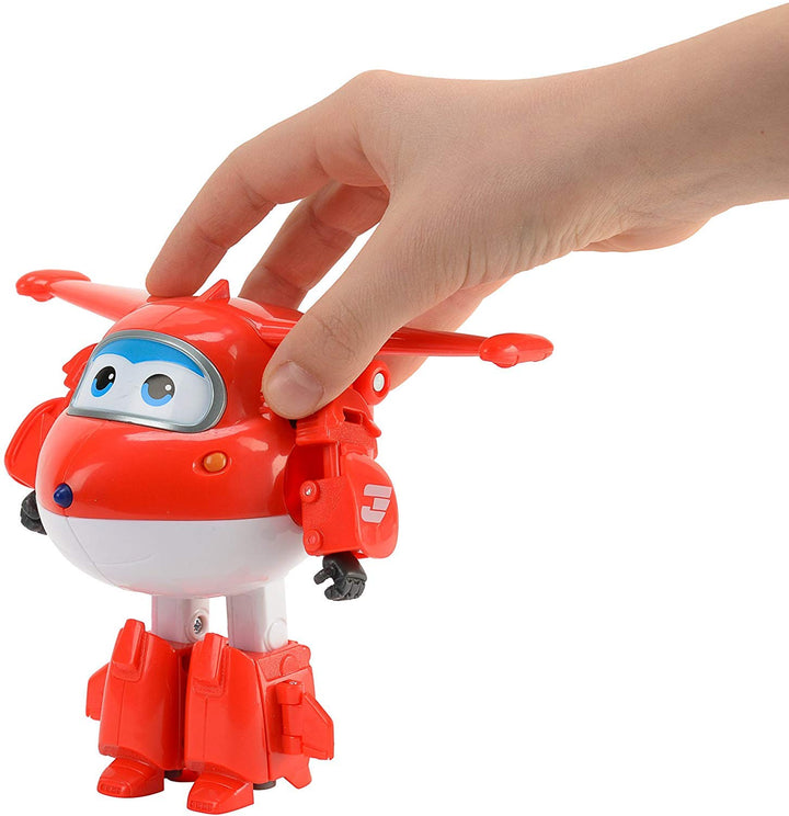 Toys, Jett Transformer Toys 5 Inch, Airplane Toy for Kids 3-5 Years Old, Transforming from Toy Jet to Robot, Real Mobile Wheels, Birthday Party Supplies for Preschool Boys and Girls Red
