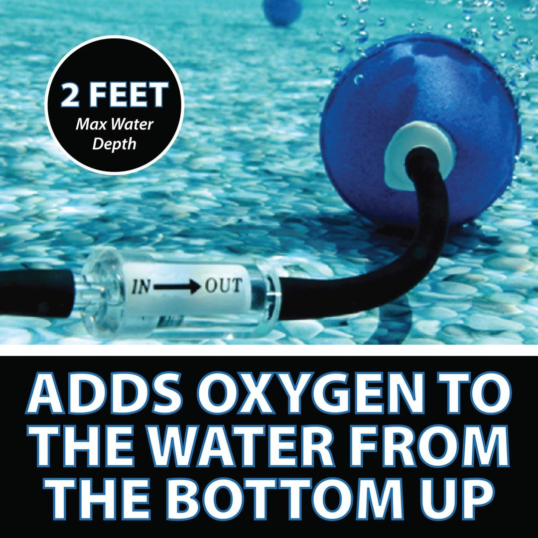 PondAir 2, Complete Aeration Kit, Whisper Quiet Water Garden Oxygenation Bubbler System Adds Oxygen to Koi & Fish Ponds, Outdoor Aerator Compressor Pump, Tubing & 2 Air Submersible Stone