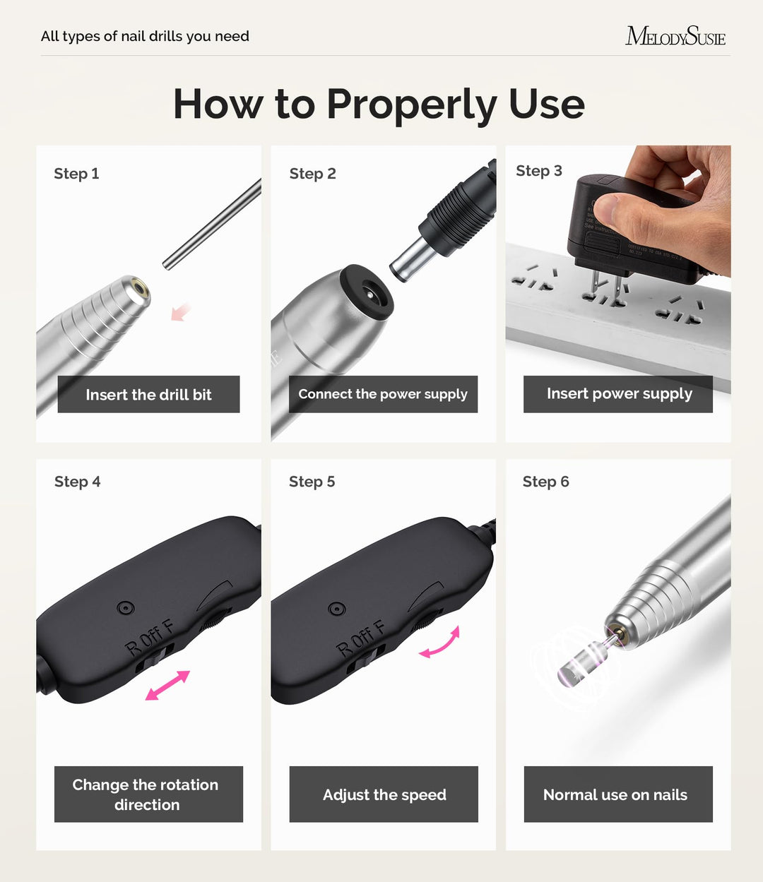 Portable Electric Nail Drill,PC120B Compact Efile Electrical Professional Nail File Kit for Acrylic, Gel Nails, Manicure Pedicure Polishing Shape Tools Design for Home Salon Use, Silver