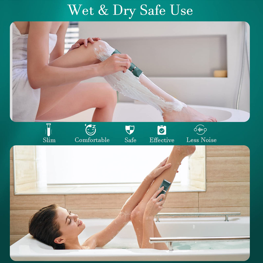 Women's Bikini Trimmer, 2 in 1 Pubic Hair Trimmer for Women Electric Razors for Women, IPX7 Waterproof Women's Body Trimmer, Valentines Day Gifts