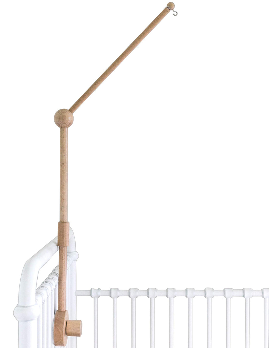 Wooden Baby Crib Mobile Arm - Baby Mobile Holder Arm (31 inch, 100% Natural Beech Wood) - Strong Anti Slip Attachment - Nursery Décor