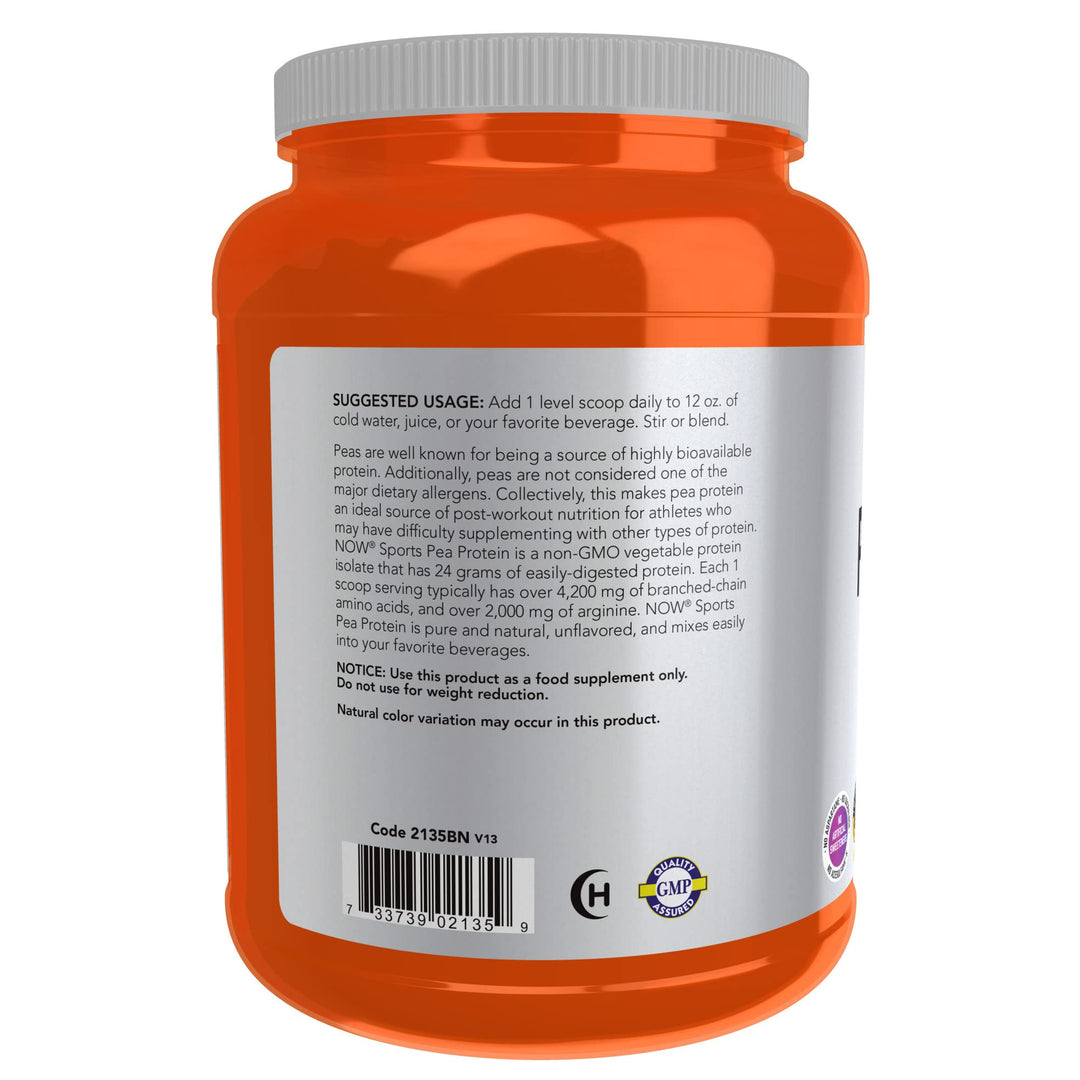 Sports Nutrition, Pea Protein 24 g, Fast Absorbing, Unflavored Powder, 2-Pound
