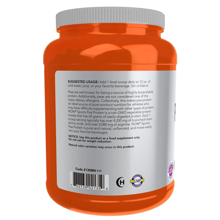 Sports Nutrition, Pea Protein 24 g, Fast Absorbing, Unflavored Powder, 2-Pound