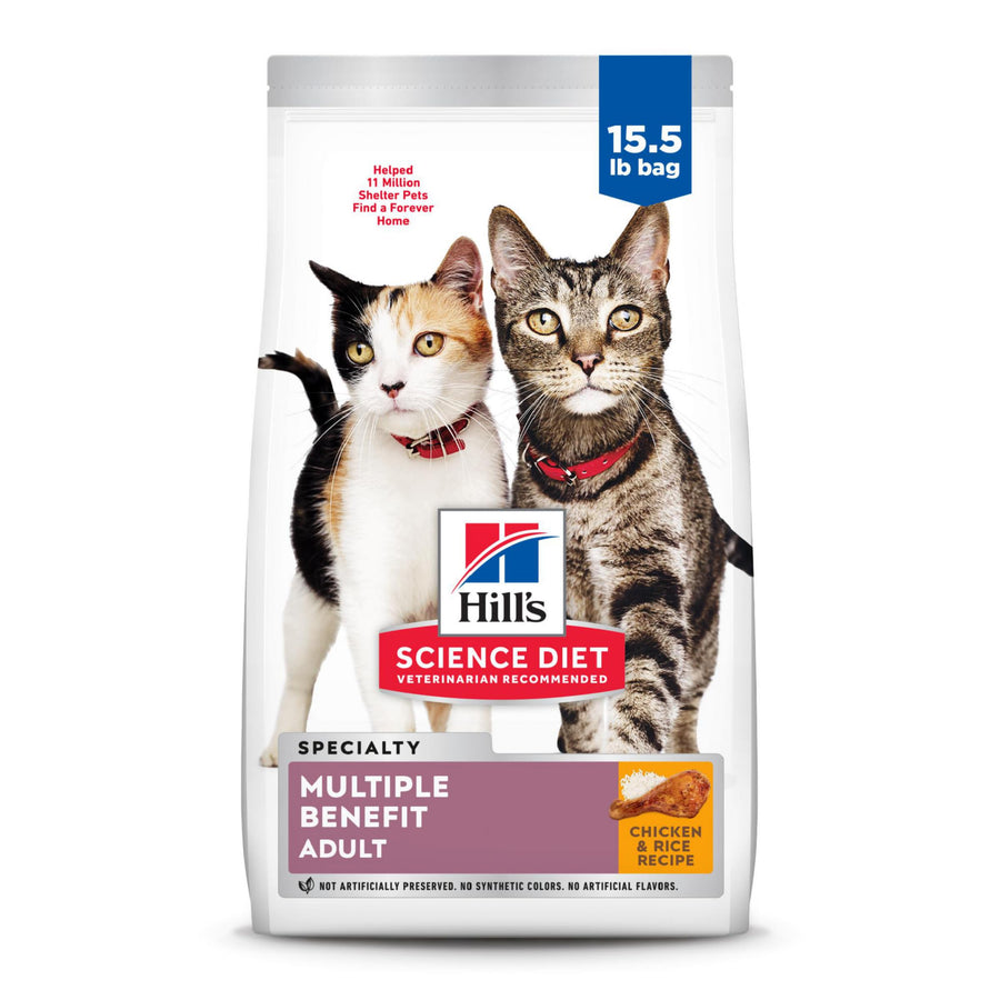 Science Diet Multi-Benefit, Adult 1-6, Multiple Benefit, Dry Cat Food, Chicken Recipe, 15.5 lb Bag