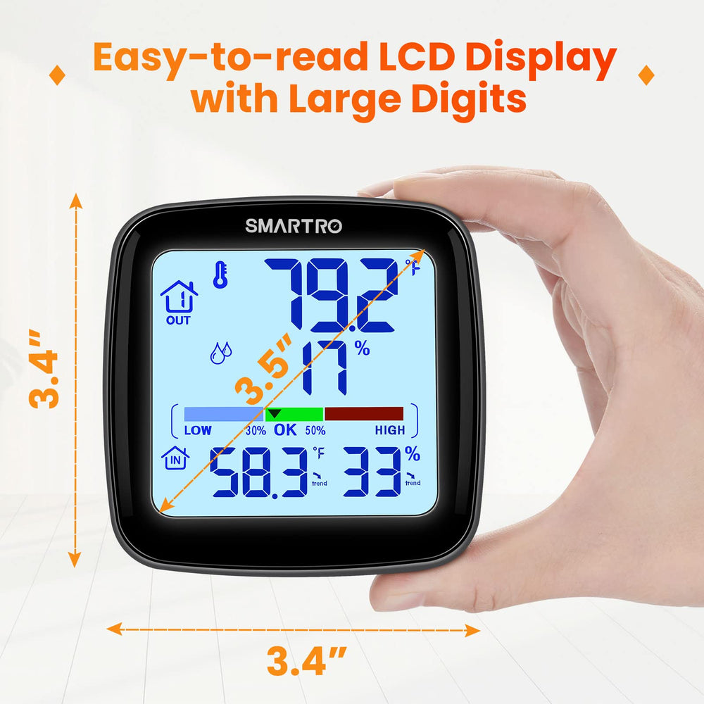 SC92 Professional Indoor Outdoor Thermometer Wireless Digital Hygrometer Room Humidity Gauge Temperature and Humidity Meter & Pro Accuracy Calibration